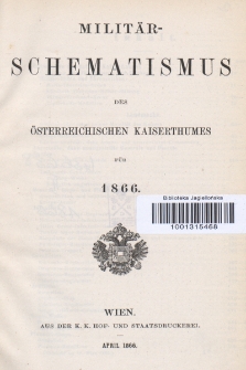 Militär-Schematismus des Österreichischen Kaiserthumes für 1866