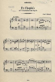 13-tes Praeludium aus op. 28 : für Sopran-Solo und Frauenchor mit Violine, Violoncell, Orgel oder Harmonium und Pianoforte