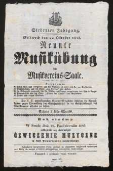 Siebenter Jahrgang : Mittwoch den 22. Oktober 1845 : neunte Musikübung im Musikvereins-Saale [...]
