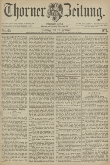 Thorner Zeitung : Gegründet 1760. 1874, Nro. 40 (17 Februar)