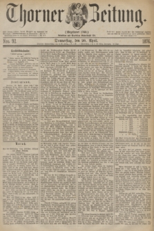 Thorner Zeitung : Gegründet 1760. 1876, Nro. 92 (20 April)