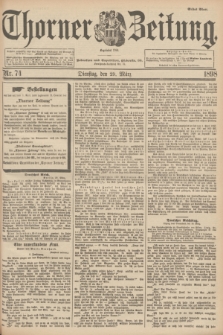 Thorner Zeitung : Begründet 1760. 1898, Nr. 74 (29 März) - Erstes Blatt