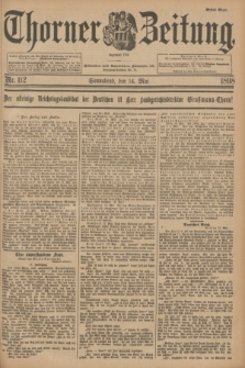 Thorner Zeitung : Begründet 1760. 1898, Nr. 112 (14 Mai) - Erstes Blatt