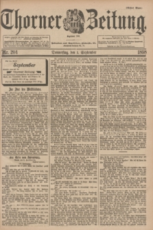 Thorner Zeitung : Begründet 1760. 1898, Nr. 204 (1 September) - Erstes Blatt