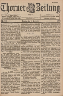 Thorner Zeitung : Begründet 1760. 1898, Nr. 213 (11 September) - Erstes Blatt