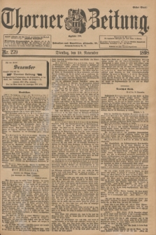 Thorner Zeitung: Begründet 1760. 1898, Nr. 279 (29 November) - Erstes Blatt