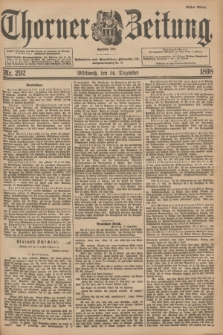 Thorner Zeitung : Begründet 1760. 1898, Nr. 292 (14 Dezember) - Erstes Blatt