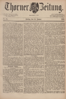 Thorner Zeitung : Begründet 1760. 1891, Nr. 13 (16 Januar)