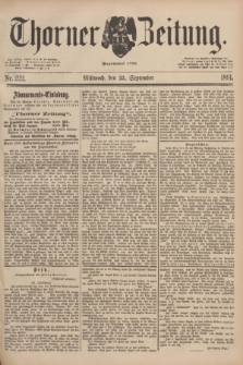 Thorner Zeitung : Begründet 1760. 1891, Nr. 222 (23 September)