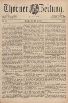 Thorner Zeitung : Begründet 1760. 1892, Nr. 39 (16 Februar)