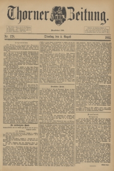 Thorner Zeitung : Begründet 1760. 1892, Nr. 178 (2 August)