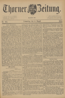 Thorner Zeitung : Begründet 1760. 1892, Nr. 192 (18 August)
