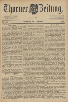 Thorner Zeitung : Begründet 1760. 1892, Nr. 206 (3 September)