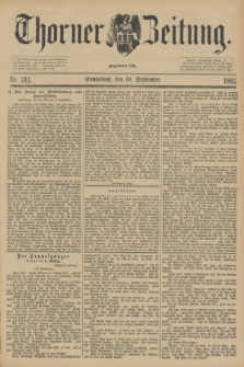 Thorner Zeitung : Begründet 1760. 1892, Nr. 212 (10 September)