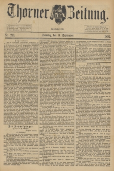 Thorner Zeitung : Begründet 1760. 1892, Nr. 213 (11 September) + dod.