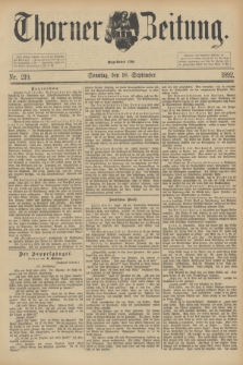 Thorner Zeitung : Begründet 1760. 1892, Nr. 219 (18 September) + dod.