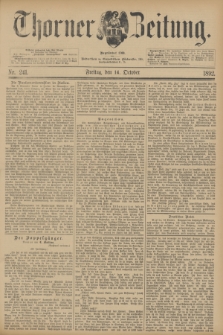 Thorner Zeitung : Begründet 1760. 1892, Nr. 241 (14 Oktober)
