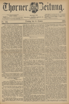 Thorner Zeitung : Begründet 1760. 1892, Nr. 244 (18 Oktober)
