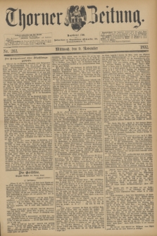 Thorner Zeitung : Begründet 1760. 1892, Nr. 263 (9 November)