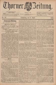 Thorner Zeitung : Begründet 1760. 1893, Nr. 98 (27 April)