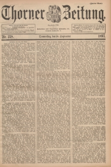 Thorner Zeitung : Begründet 1760. 1893, Nr. 228 (28 September) - Zweites Blatt