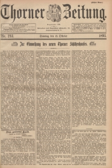 Thorner Zeitung : Begründet 1760. 1893, Nr. 243 (15 Okotber) - Erstes Blatt