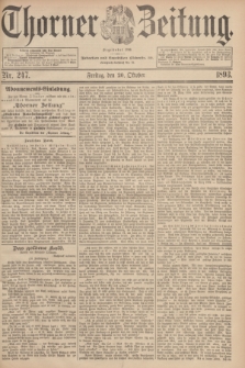 Thorner Zeitung : Begründet 1760. 1893, Nr. 247 (20 Oktober)