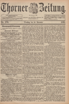 Thorner Zeitung : Begründet 1760. 1893, Nr. 279 (28 November)