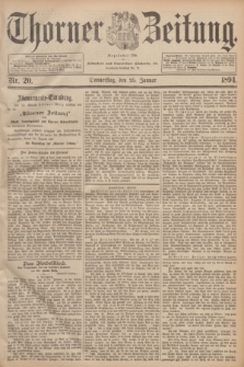Thorner Zeitung : Begründet 1760. 1894, Nr. 20 (25 Januar)
