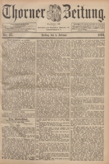 Thorner Zeitung : Begründet 1760. 1894, Nr. 27 (2 Februar)