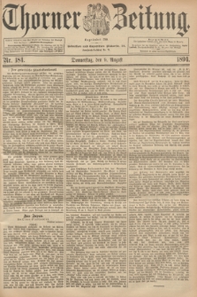 Thorner Zeitung : Begründet 1760. 1894, Nr. 184 (9 August)