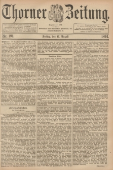 Thorner Zeitung : Begründet 1760. 1894, Nr. 191 (17 August)