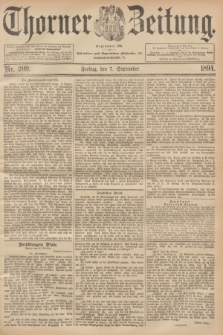 Thorner Zeitung : Begründet 1760. 1894, Nr. 209 (7 September)