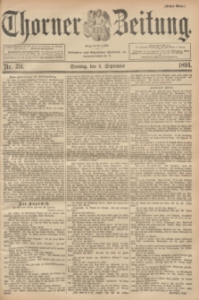 Thorner Zeitung : Begründet 1760. 1894, Nr. 211 (9 September) - Erstes Blatt