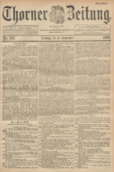 Thorner Zeitung : Begründet 1760. 1894, Nr. 212 (11 September) - Erstes Blatt