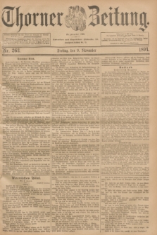 Thorner Zeitung : Begründet 1760. 1894, Nr. 263 (9 November)