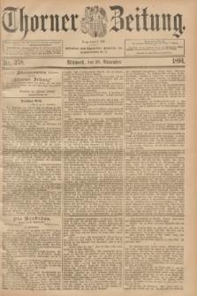 Thorner Zeitung : Begründet 1760. 1894, Nr. 278 (28 November)