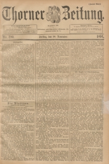 Thorner Zeitung : Begründet 1760. 1894, Nr. 280 (30 November) - Zweites Blatt