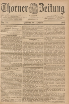 Thorner Zeitung : Begründet 1760. 1894, Nr. 281 (1 Dezember)