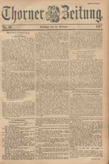Thorner Zeitung. 1897, Nr. 39 (16 Februar) - Zweites Blatt