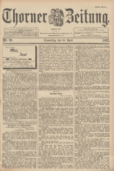 Thorner Zeitung : Begründet 1760. 1897, Nr. 98 (29 April) - Erstes Blatt