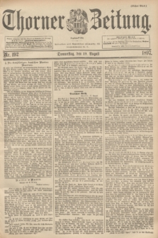 Thorner Zeitung : begründet 1760. 1897, Nr. 192 (19 August) - Erstes Blatt