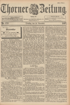 Thorner Zeitung : Begründet 1760. 1897, Nr. 273 (23 November) - Erstes Blatt