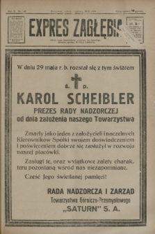 Expres Zagłębia : jedyny organ demokratyczny niezależny woj. kieleckiego. R.10, nr 149 (1 czerwca 1935)