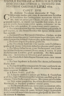 Epistolæ Pastoralis ad Populum & Clerum Dioecesis Cracoviensis ex Mandato Eminentissimi Cardinalis Lipski editæ. Cap. 18, De Accidentiis Parochorum obventionibus & Taxa