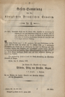 Gesetz-Sammlung für die Königlichen Preußischen Staaten. 1860, Nr. 2 (27 Januar)