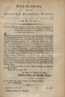 Gesetz-Sammlung für die Königlichen Preußischen Staaten. 1860, Nr. 7 (5 März)