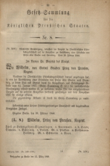 Gesetz-Sammlung für die Königlichen Preußischen Staaten. 1860, Nr. 8 (15 März)
