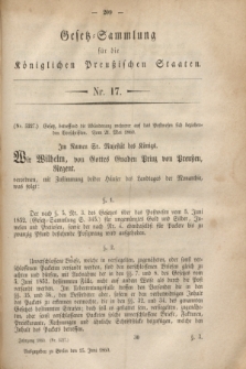 Gesetz-Sammlung für die Königlichen Preußischen Staaten. 1860, Nr. 17 (15 Juni)