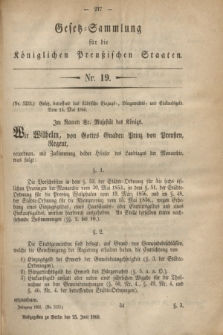 Gesetz-Sammlung für die Königlichen Preußischen Staaten. 1860, Nr. 19 (25 Juni)